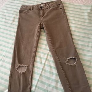 Free People Tan Skinny Jeans Distressed Size 25